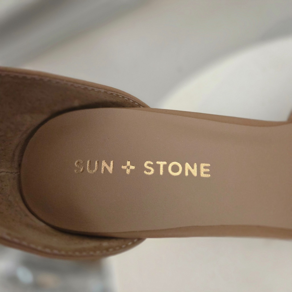 Sun + Stone Tan Block Heel Platform Ankle Strap Sandals Women’s Size 10 - Picture 5 of 5